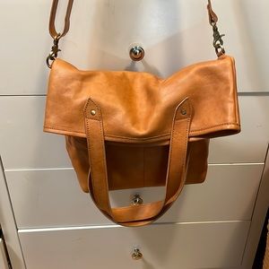 Genuine Leather Foldover Tote